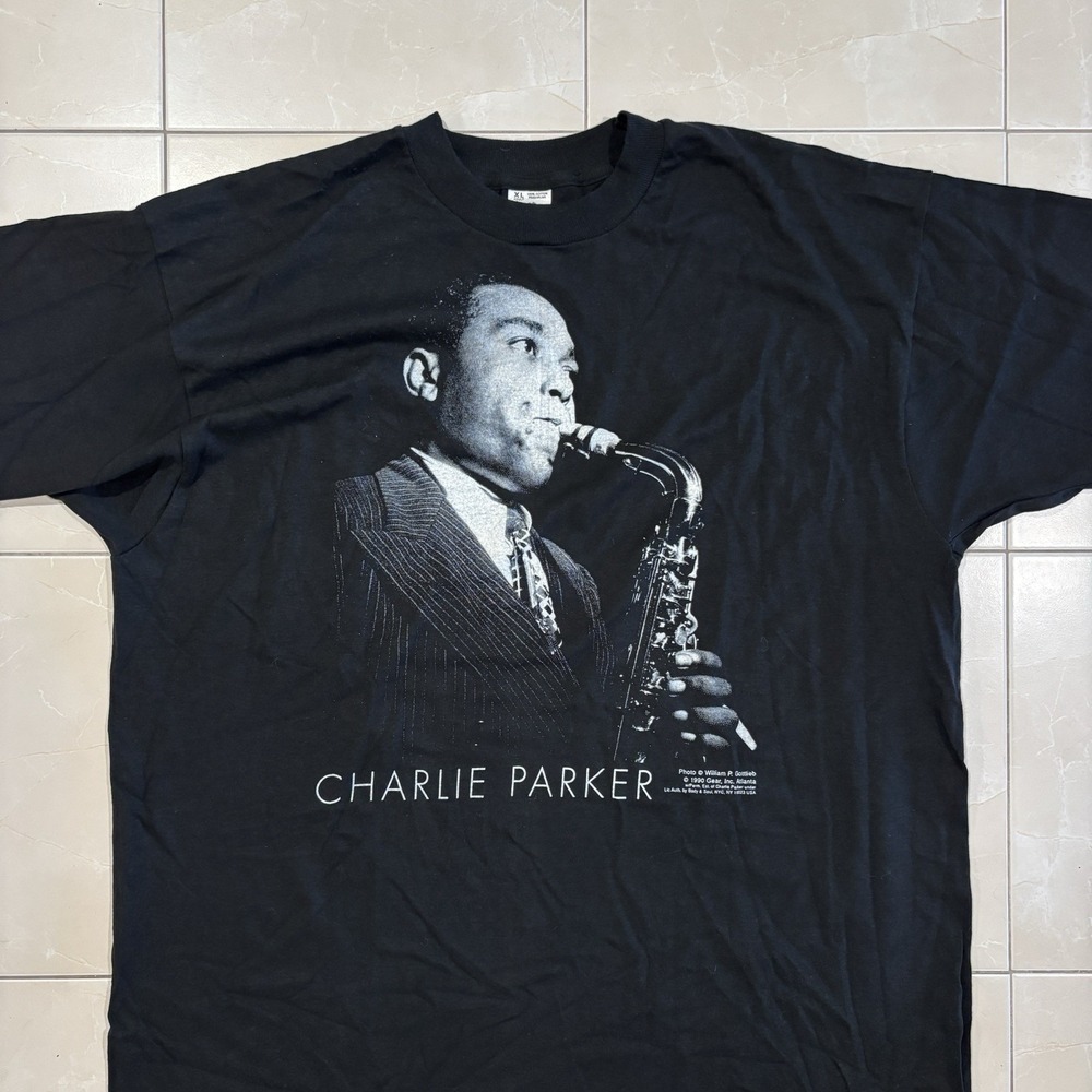 Vintage 1990 Charlie Parker Saxophone Jazz  Hip hop rap tee Shirt Men's XL